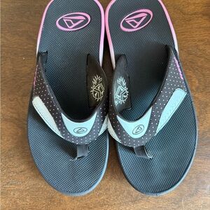 Reef Women's Brown Flip Flops with Pink Accents